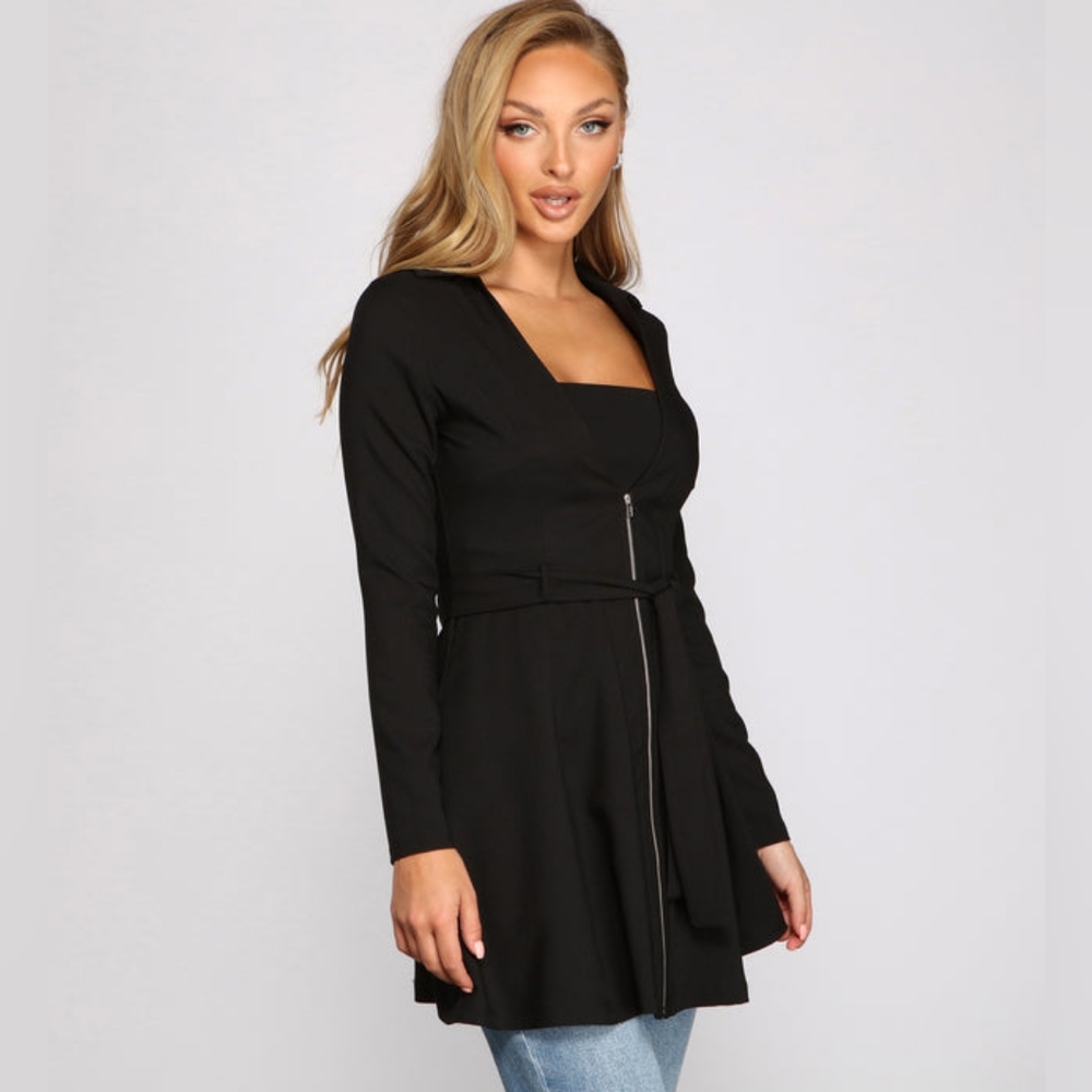 Chic Girl Tie Front Belted Trench